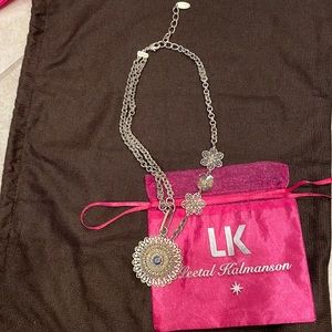 LK Leetal Kalmanson silver necklace with sparkling flower pendant